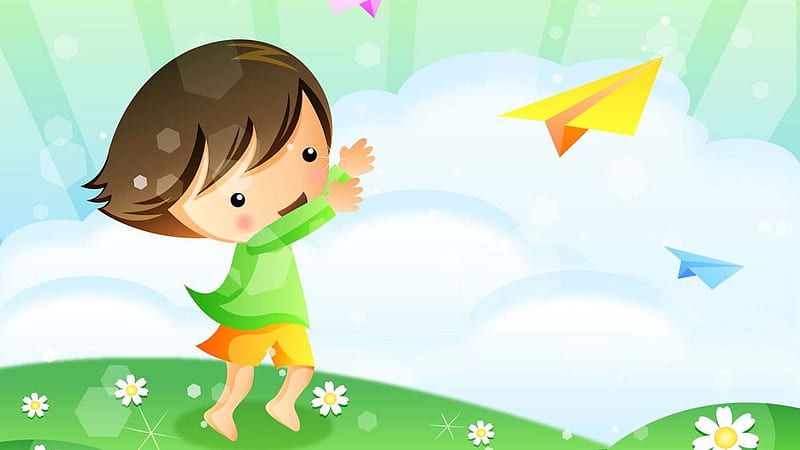 Niño está jugando con niños cometa, Fondo de pantalla HD | Peakpx