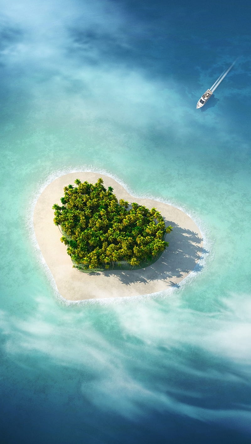Love Island, beach, boat, island, landscape, love, nature, nice, perfect, HD phone wallpaper