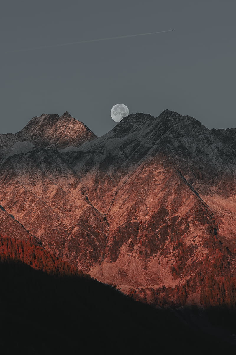 full moon hiding on mountain, HD phone wallpaper