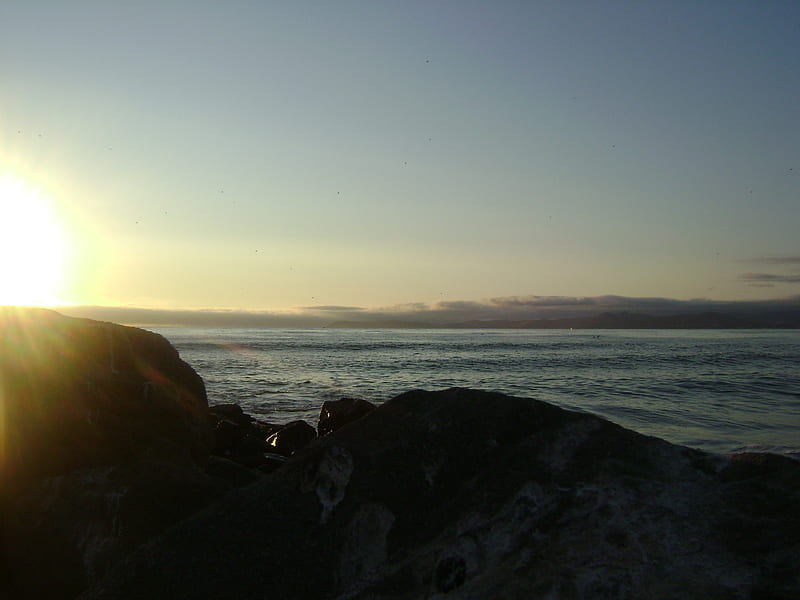 morro bay evening, sunset, morro bay, california, the rock, HD wallpaper