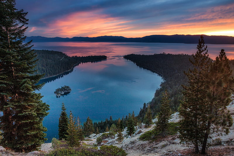 Lakes, Lake, Landscape, Nature, Sierra Nevada, Tahoe Lake, USA, HD wallpaper