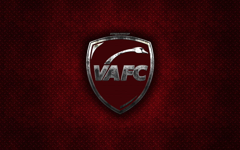 Valenciennes FC, French football club, red metal texture, metal logo, emblem, Valenciennes, France, Ligue 2, creative art, football, HD wallpaper