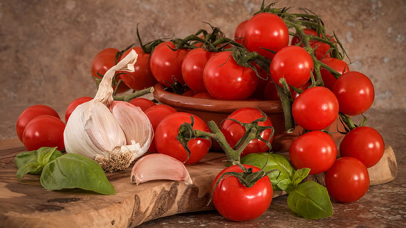 Fruits, Tomato, Garlic, Vegetable, HD wallpaper