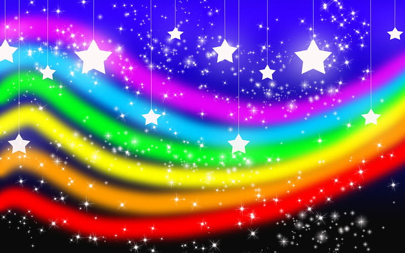 Super Rainbow Background XD by Yuni . jpg, colors, stars, super, rainbow, HD wallpaper