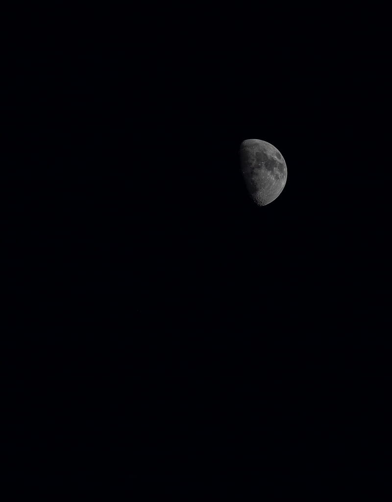 moon, night, dark, bw, HD phone wallpaper