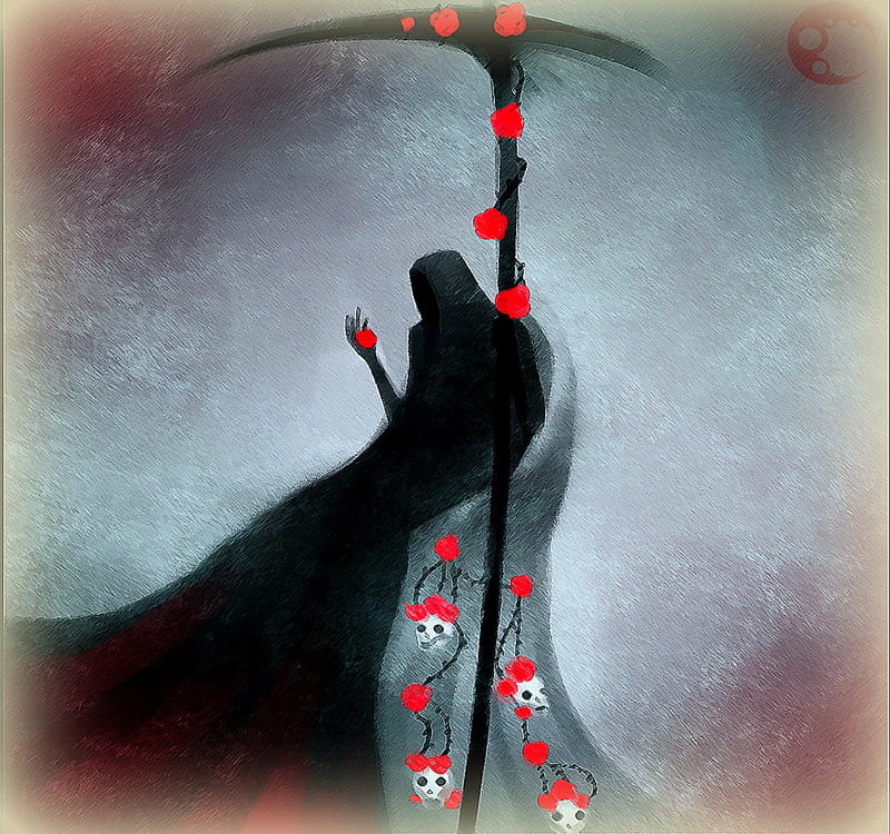 Red Rose Horror, draw and paint, halloween, digital art, horror, spirits, thorns, paintings, spooky, weapon, drawings, macabre, holiday, love four seasons, shadow, creative pre-made, roses, October 31st, skulls, ghost, weird things people wear, pumpkins, HD wallpaper