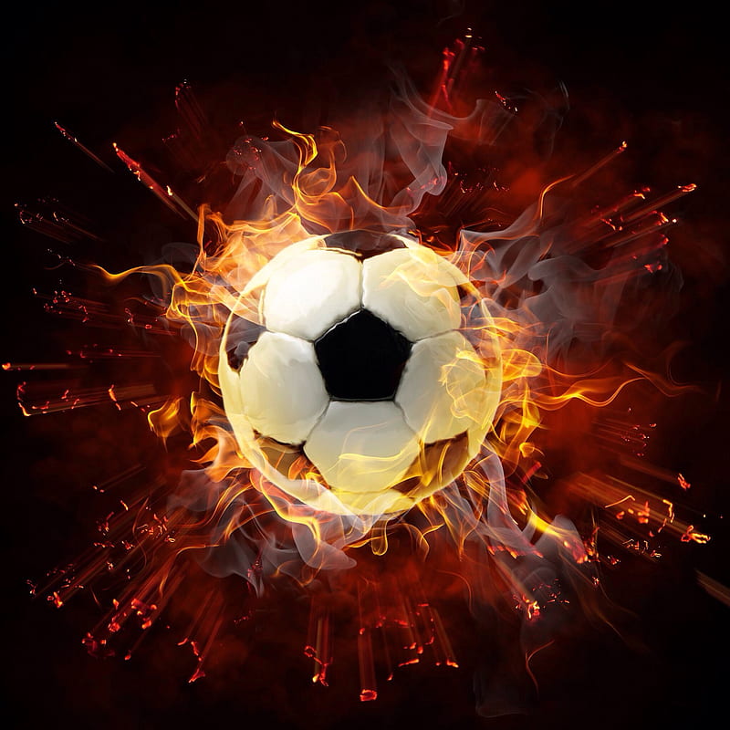 Ball on fire, ball, flames, soccer, HD phone wallpaper