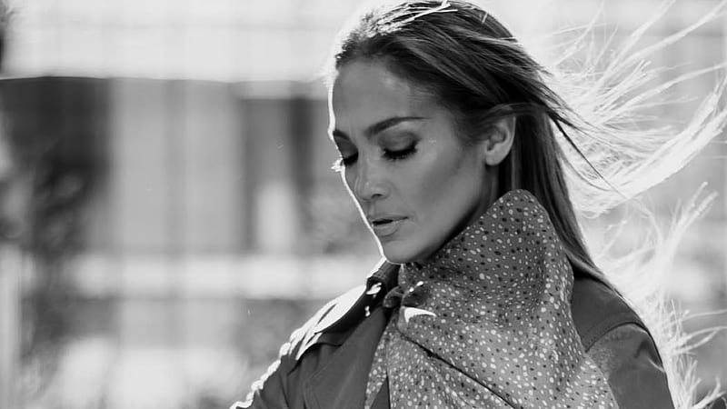 Jennifer Lopez Coach Campaign 2020, jennifer-lopez, celebrities, girls, monochrome, black-and-white, HD wallpaper