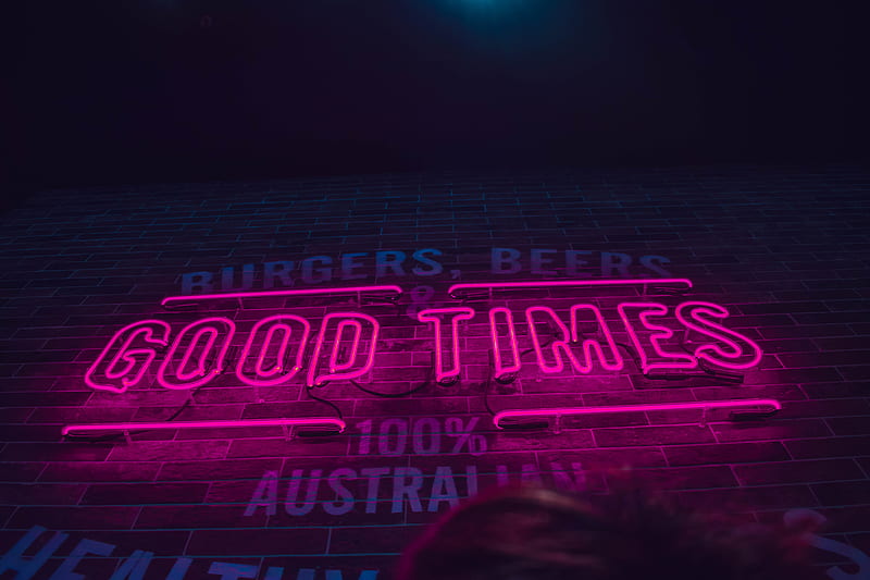 selective focus graphy of pink good times neon light signage, HD wallpaper