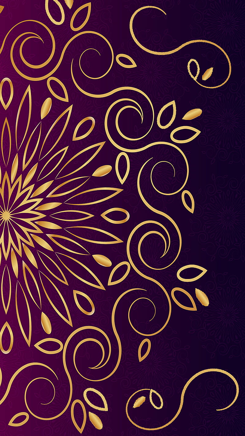 Mandala ornament 1, abstract, arabic, art, decoration, floral, flower, gold, golden, india, islam, love, ornaments, pattern, purple, violet, HD phone wallpaper