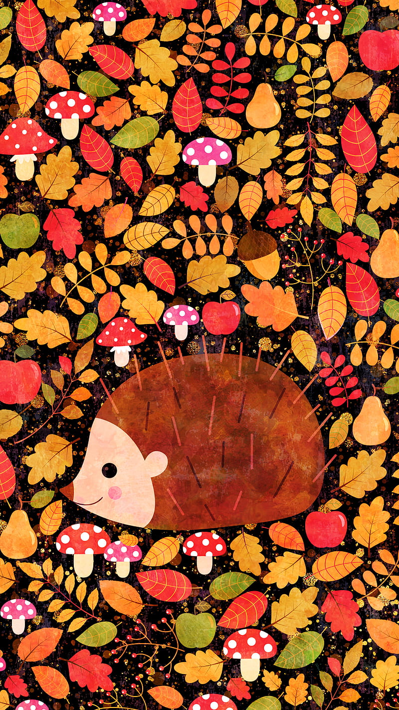 Cute Autumn Hedgehog, Koteto, October, September, Thanksgiving, animal,  baby, HD phone wallpaper | Peakpx