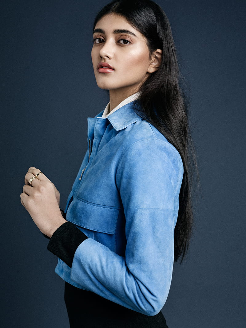 Neelam Gill, women, brunette, long hair, model, Indian, simple background, gradient, HD phone wallpaper