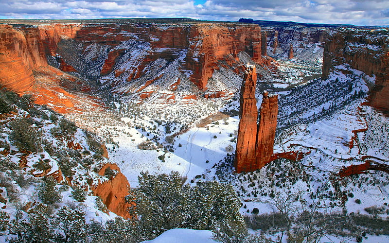 Canyons, Canyon De Chelly National Monument, Canyon, Snow, Winter, HD wallpaper