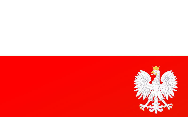 Flag of Poland, red, eagle, Poland, white, flag, HD wallpaper