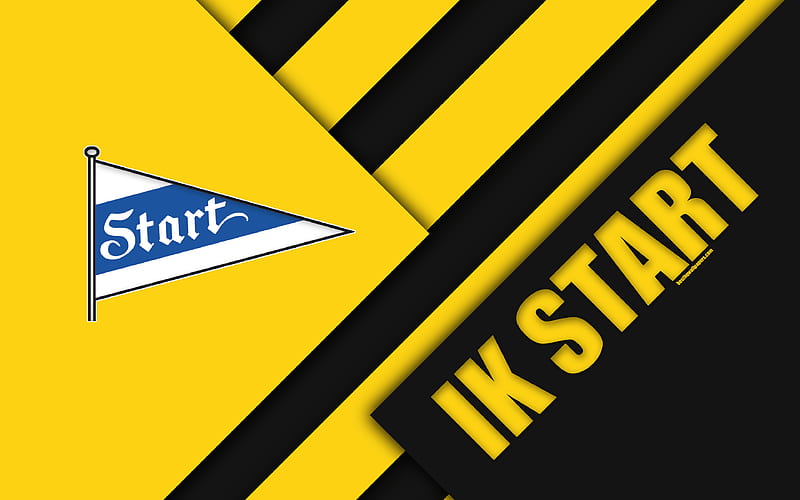 IK Start logo, material design, Norwegian football club, emblem, yellow black abstraction, Eliteserien, Kristiansand, Norway, football, geometric background, HD wallpaper