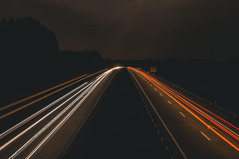Highway Light In Night, HD wallpaper