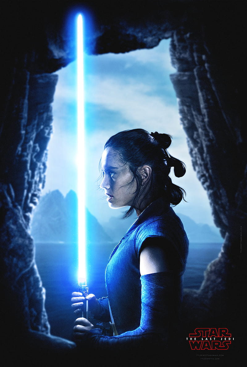 Star Wars: The Last Jedi, Rey (from Star Wars), lightsaber, Daisy Ridley, HD phone wallpaper