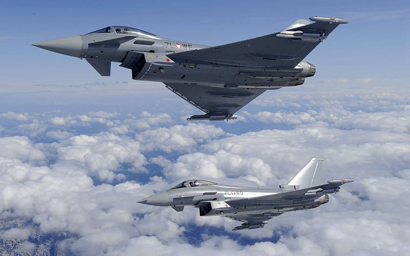 Typhoon Eurofighter, fly, air, aircrafts, military, war training, HD wallpaper