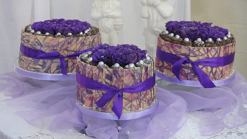 Purple Flowered Cakes, flowers, cakes, fancy, purple, HD wallpaper | Peakpx