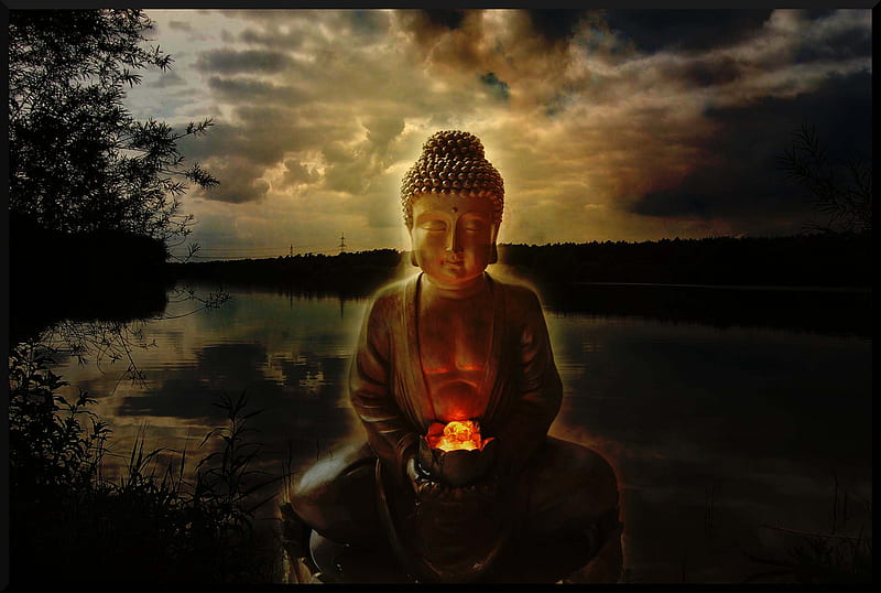 glowing Lotus flowers and gold buddha statue generative AI Stock  Illustration  Adobe Stock