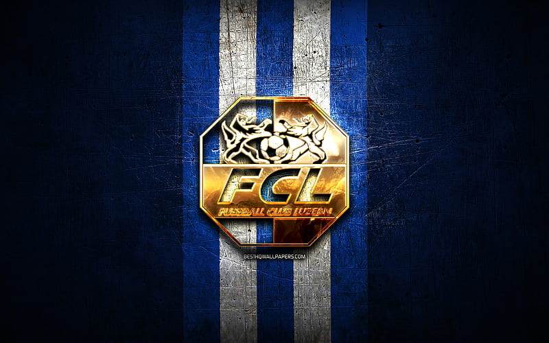 FC Luzern, golden logo, Swiss Super League, blue metal background,  football, HD wallpaper | Peakpx