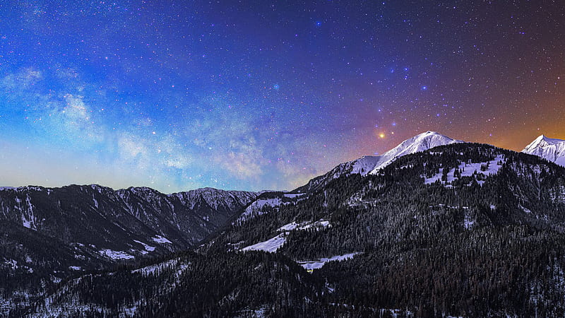 Mountains Milky Way Stars Nature, HD wallpaper