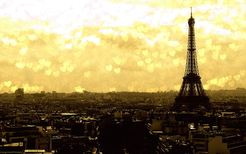 Abstract Paris, city, graphy, france, eiffel tower, paris, eiffel, corazones, HD wallpaper