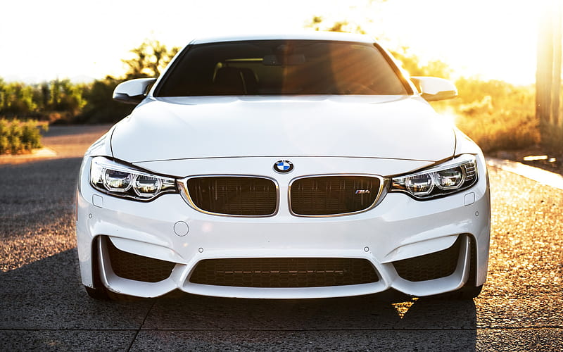 BMW M4, 2017, White M4, F83, front view, sports car, tuning m4, German cars, sports coupe, BMW, HD wallpaper