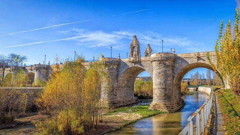 Toledo Bridge, Madrid, Spain, architecture, water, bridge, spain, HD wallpaper