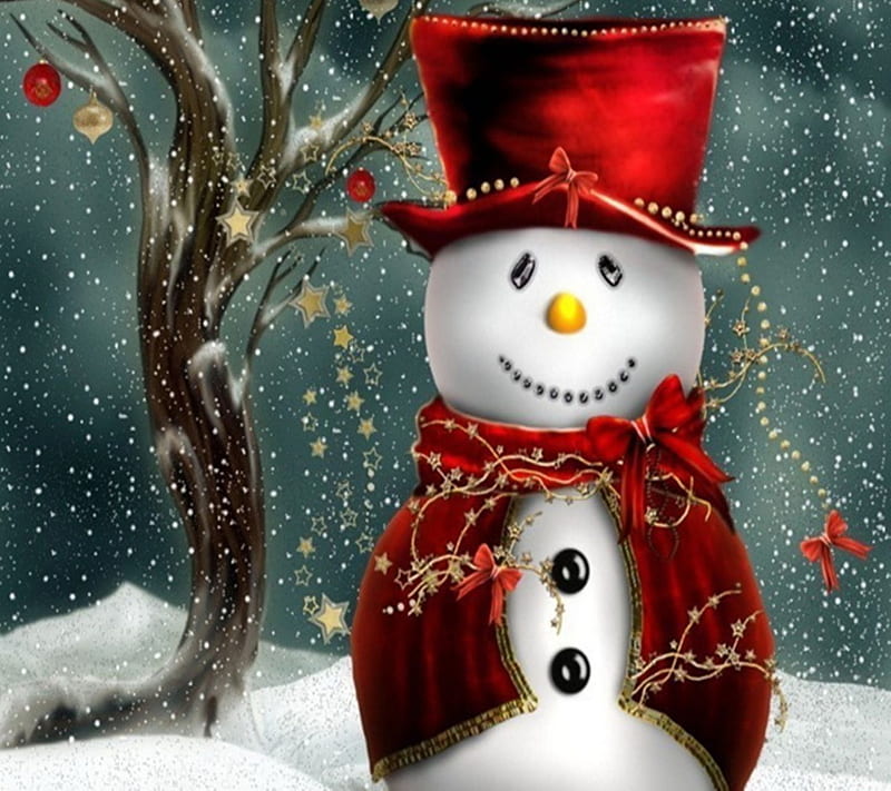 Christmas Snow Man, christmas, holiday, new, nice, santa, snow, snow man, winter, HD wallpaper