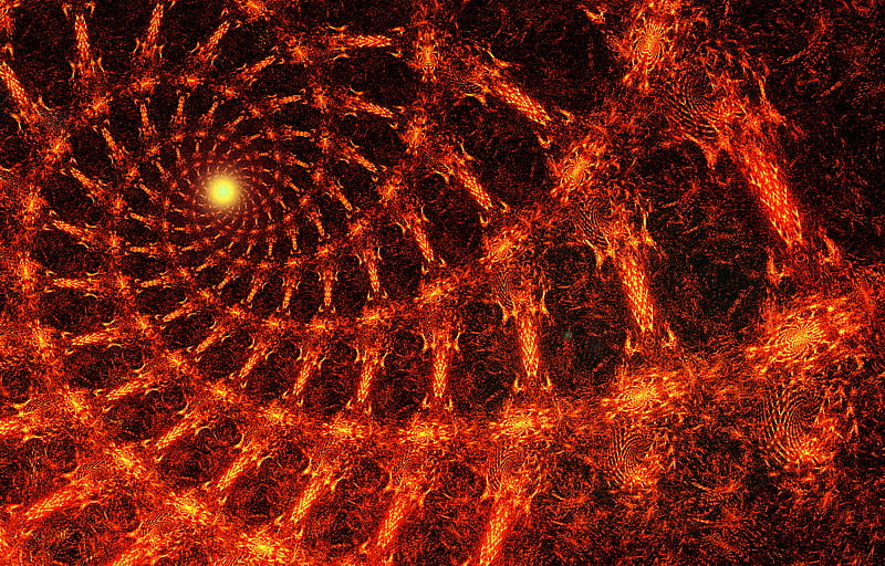 fractal, spiral, fiery, bright, glow, HD wallpaper