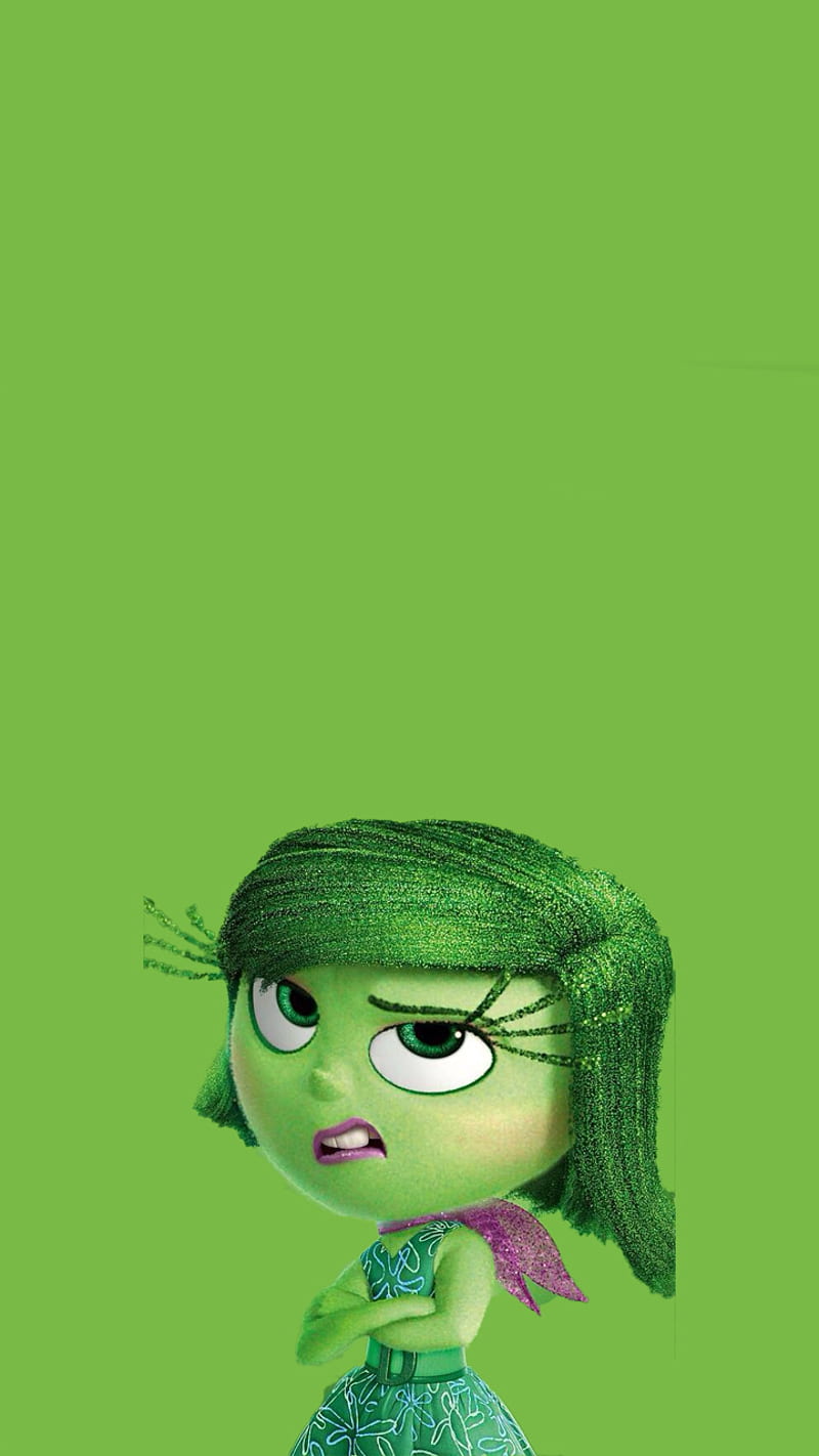 Disgust, cartoon, emotions, green, inside out, oliva, olive, plain, verde,  HD phone wallpaper | Peakpx