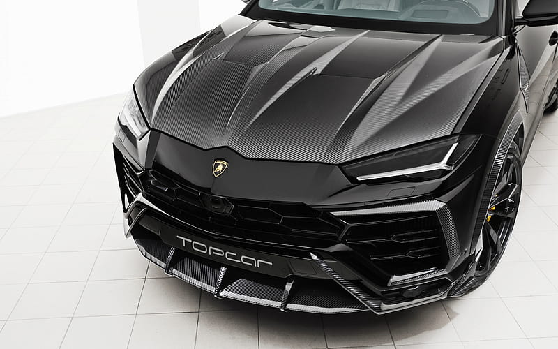 Lamborghini Urus, 2018, TopCar, front view, black sports crossover, tuning Urus, Italian sports suv, Lamborghini, HD wallpaper