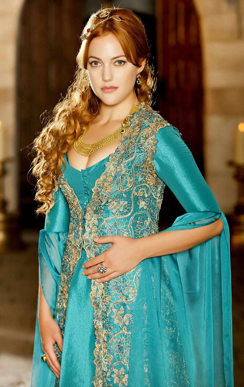 Turkish, dress, cleavage, readhead, Magnificent century, HD phone wallpaper
