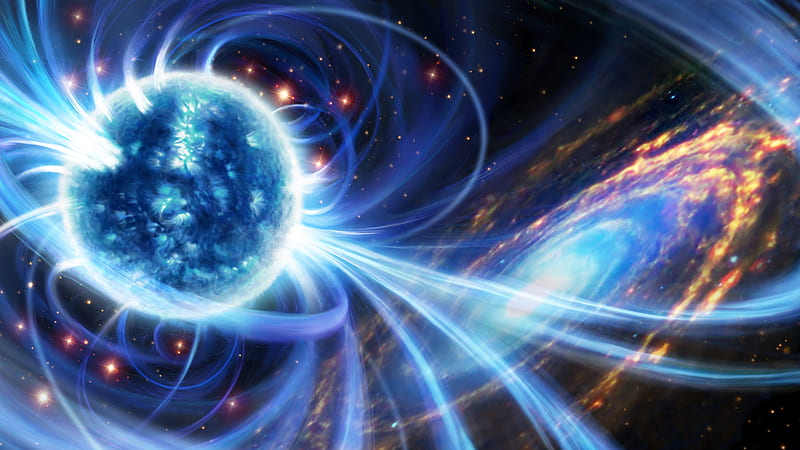 An artist's impression of a magnetar in a cluster of ancient stars - Chalmers, HD wallpaper