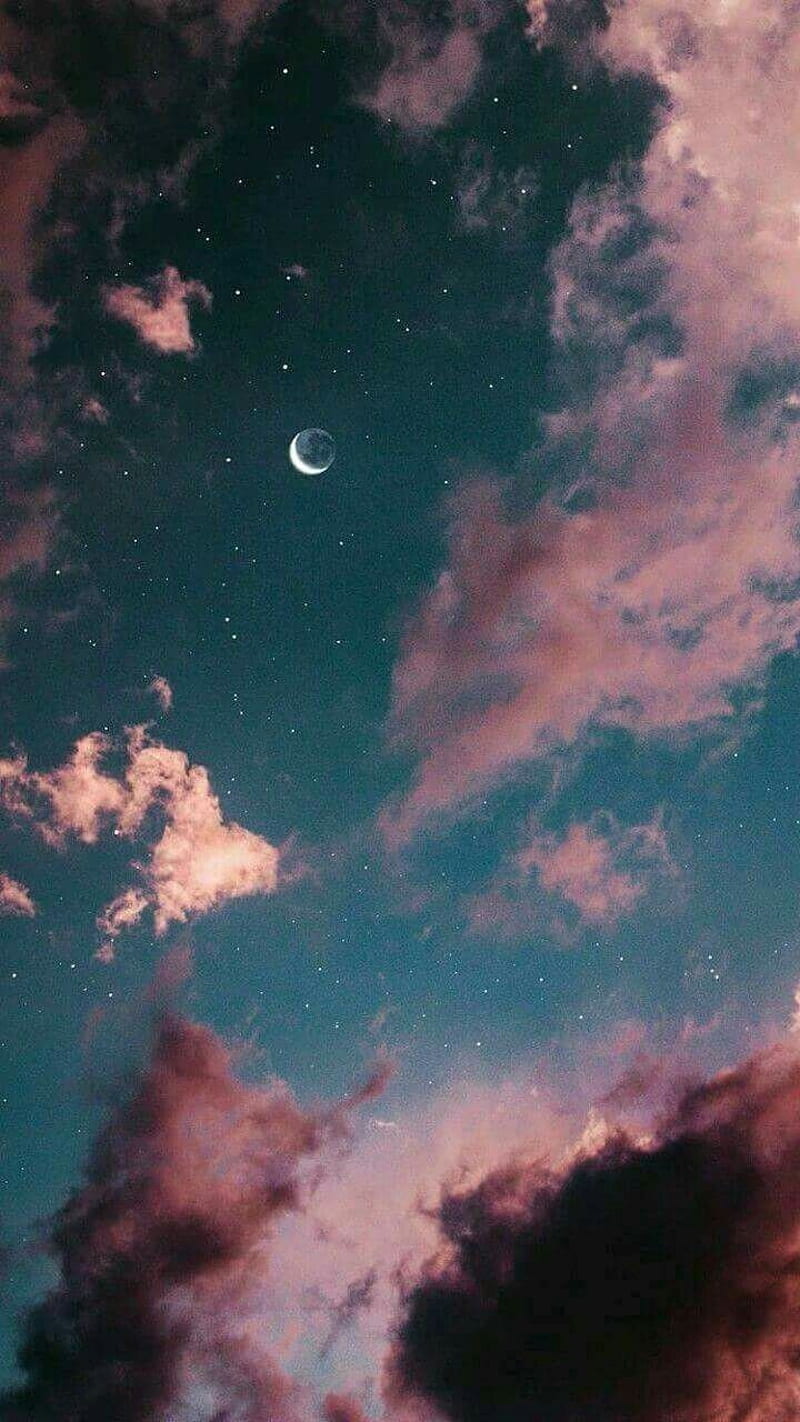 Download Light Purple Aesthetic Moon And Clouds Wallpaper | Wallpapers.com