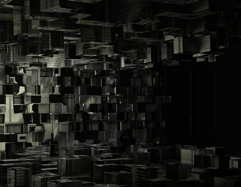 3d cubism, black, abstract, 3d and cg, HD wallpaper