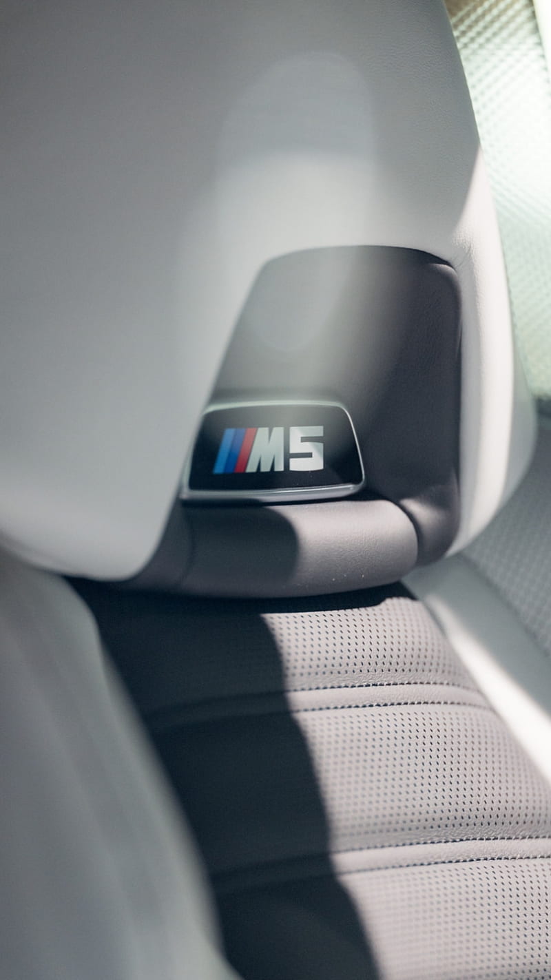 M5 F90 Seat, bmw, interior, leather, luxury, m5 badge, vehicle, HD phone wallpaper