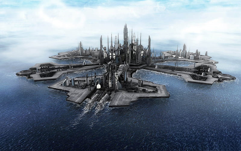 Atlantis city-3D creative design theme, HD wallpaper