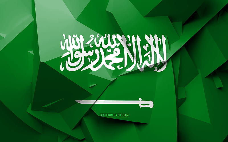 Flag of Saudi Arabia, geometric art, Asian countries, Saudi flag, creative, Saudi Arabia, Asia, Saudi Arabia 3D flag, national symbols, HD wallpaper
