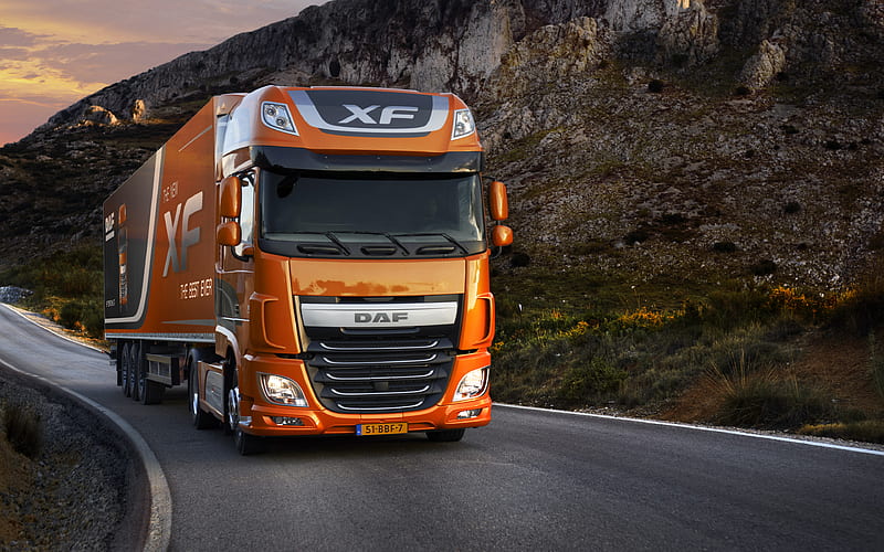 DAF XF, Euro 6, 2018 truck, road, semi-trailer truck, trucks, new XF, DAF, HD wallpaper