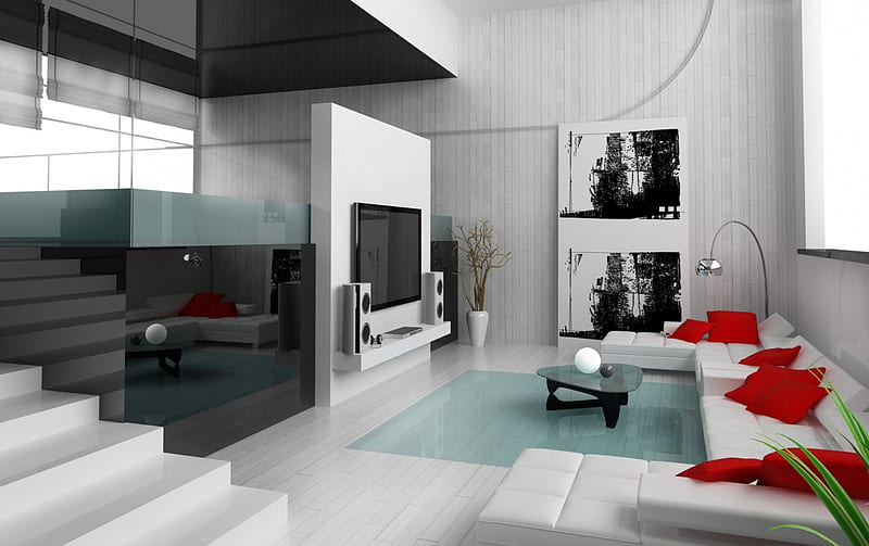 My future House :), modern, lcd, house, room, white, HD wallpaper