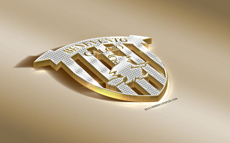 Benevento Calcio, Italian football club, golden silver logo, Benevento, Italy, Serie B, 3d golden emblem, creative 3d art, football, HD wallpaper