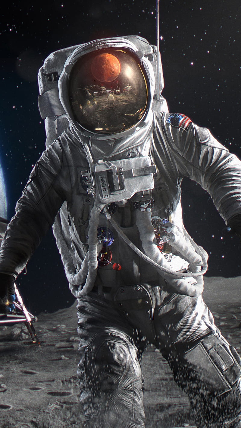 Astronaut in Moon, astronauts, moon, us, HD phone wallpaper