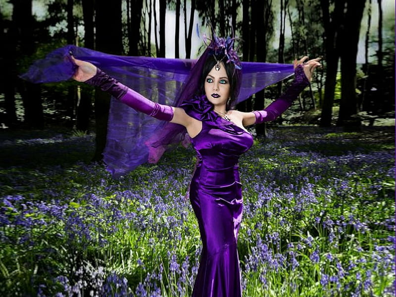 Dancing With Bluebells, purple orange attire, the WOW factor, etheral women, Flickr, womens wardrobe, women are special, female trendsetters, album, HD wallpaper