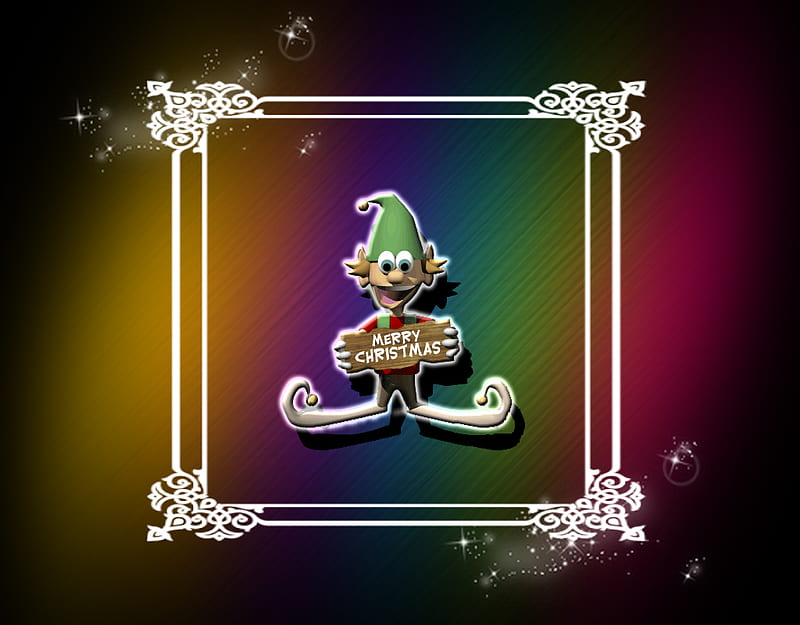 Christmas Elf, rainbows, holidays, ocassions, christmas, frames, colors, elves, HD wallpaper