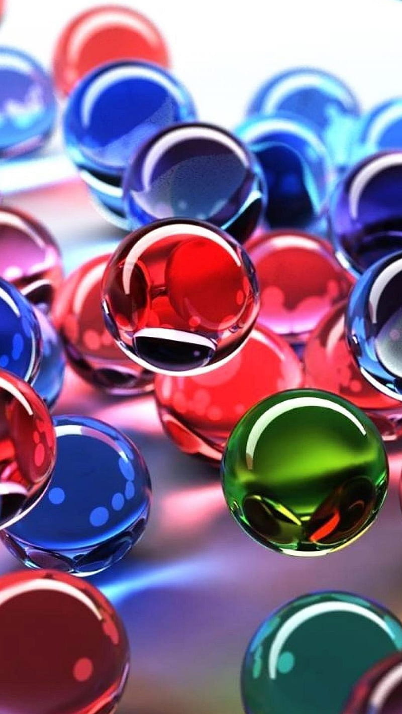 Glass Marbles, blue, colorful, green, red, HD phone wallpaper