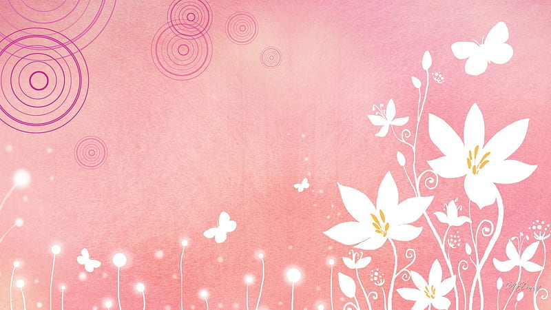 Soft Summer, Bokeh, summer, flowers, spring, butterflies, abstract, pink, HD wallpaper