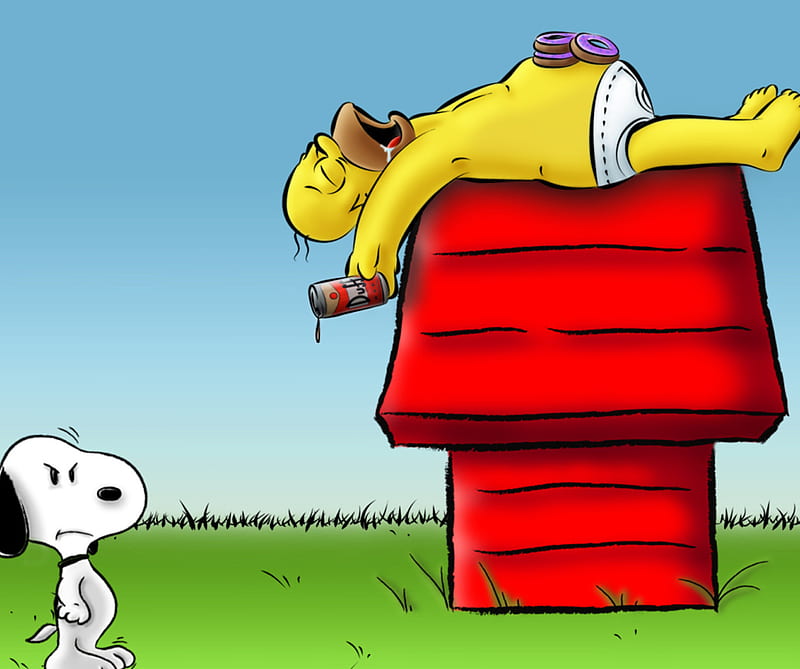 Homer Snoopy, cartoons, homer, snoopy, HD wallpaper