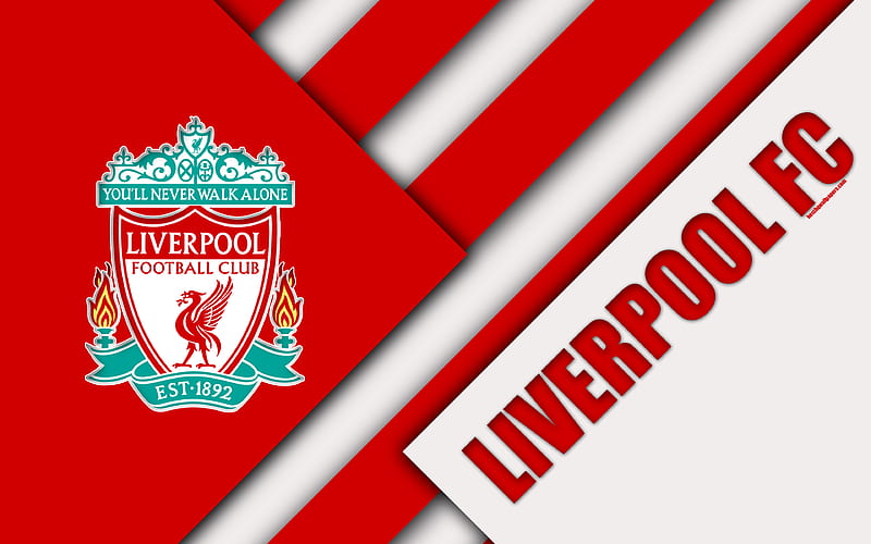 Liverpool FC, logo material design, red white abstraction, football, Liverpool, England, UK, Premier League, English football club, HD wallpaper